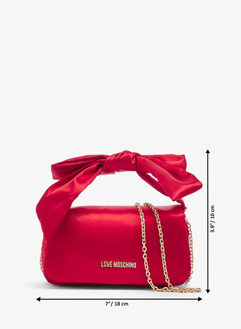 Love Moschino Holiday Bow Satin Satchel